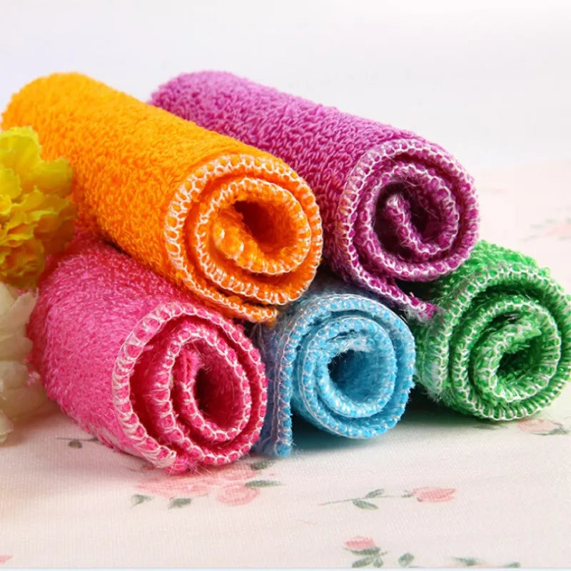 1 Pc Dish Cloth Bamboo Fiber High Efficient Anti-grease Washing Towel Kitchen Cleaning Wiping Rag Six Colors Home Accessories