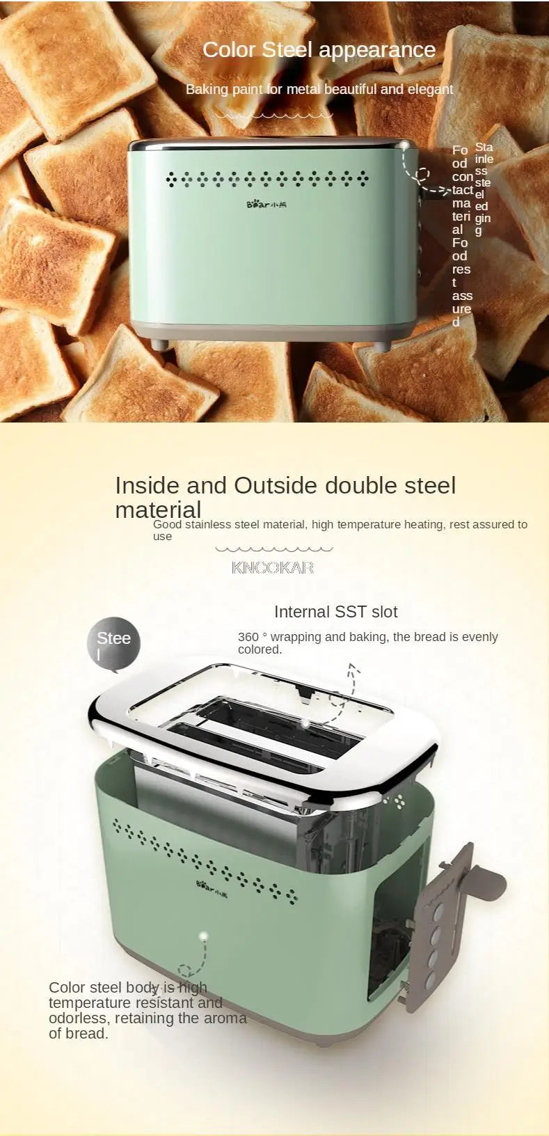 220V Household Electric Toaster Machine Automatic Multifunction Bread Baking Furnace For Breakfast Metal Body EU/AU/UK