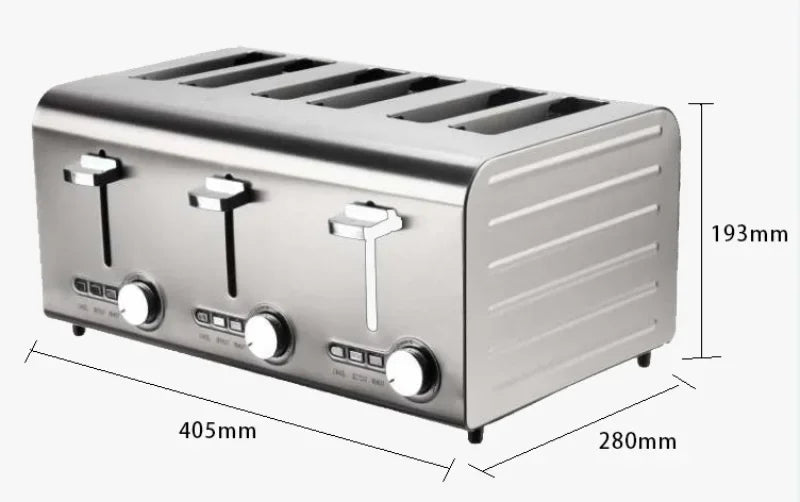 Commercial Stainless Steel Toaster 2/4/6 Slice Automatic Bread Machine Sandwich Maker for Restaurant Cafe