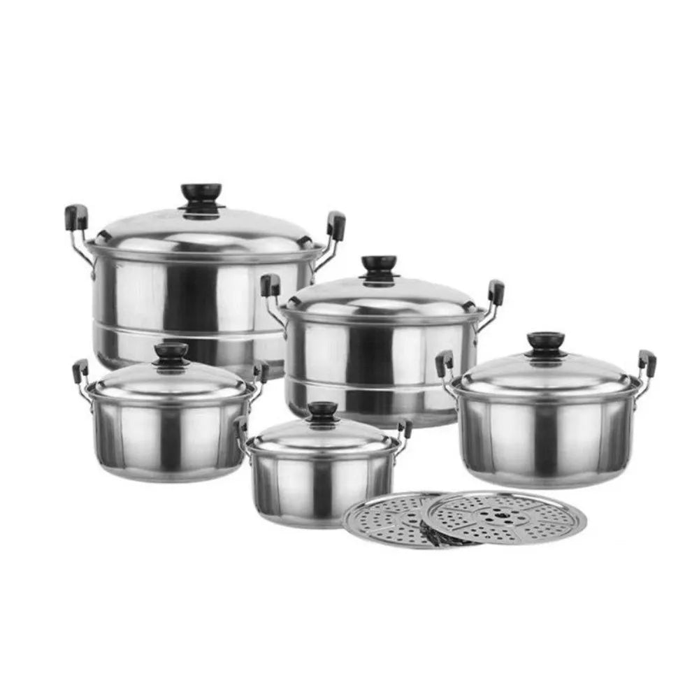 New 5pcs Stainless Steel Stock Pot Set with Lid Combination Series American Stock Pots Cookware Sets 16-24cm Deepen Soup Pot