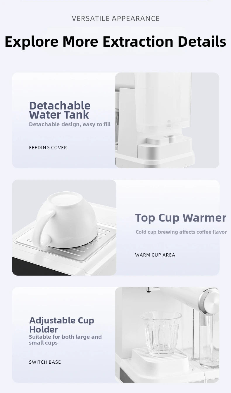 220V Touch Screen Coffee Machine for Home 20Bar Espresso Maker with Milk Frother Automatic Coffee Brewer Energy Saving