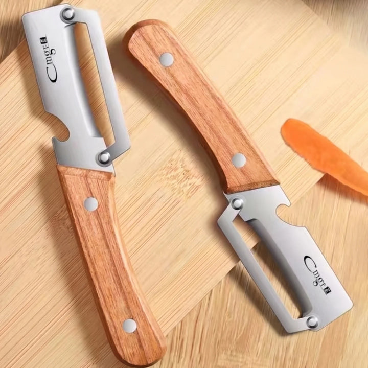Premium 2-Piece Peeling Knife Set Ultra Sharp Stainless Steel Blade Wood Handle with Bottle Opener&Hanging Loop for Home Kitchen