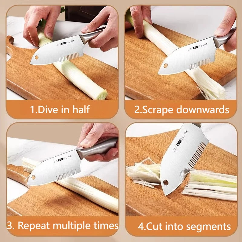 New Stainless Steel Onion Cutter Shredder Slicer Multifunctional Tool for Green Onion Chopping Grating Practical Kitchen Tools
