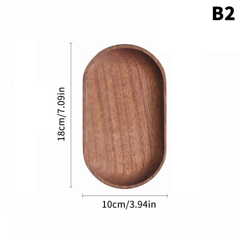 Hot Sale 1PC Wooden Serving Trays Oval Wood Tray Platters for Serving Food Dishes Dinner Plates Solid Wood Round Dessert Plate