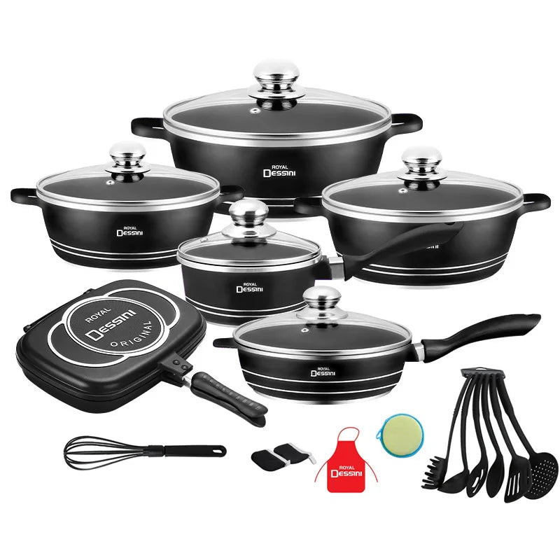 aluminum pot for home kitchen non-stick pot die-cast soup pot 23-piece cooking suit
