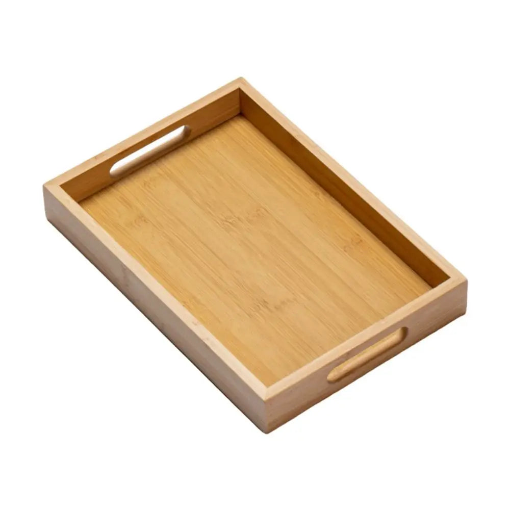 Decorate Tray Rectangular Bamboo Wooden Tray Walnut Color With Handle Serving Tray Display Plate Kitchen