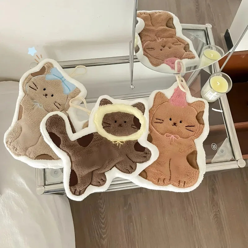 1pc Soft and Cute Cat Hand Towel Quick Drying Quick Drying Hanging Cute Cartoon Towel Household Kitchen and Bathroom Hand Towel