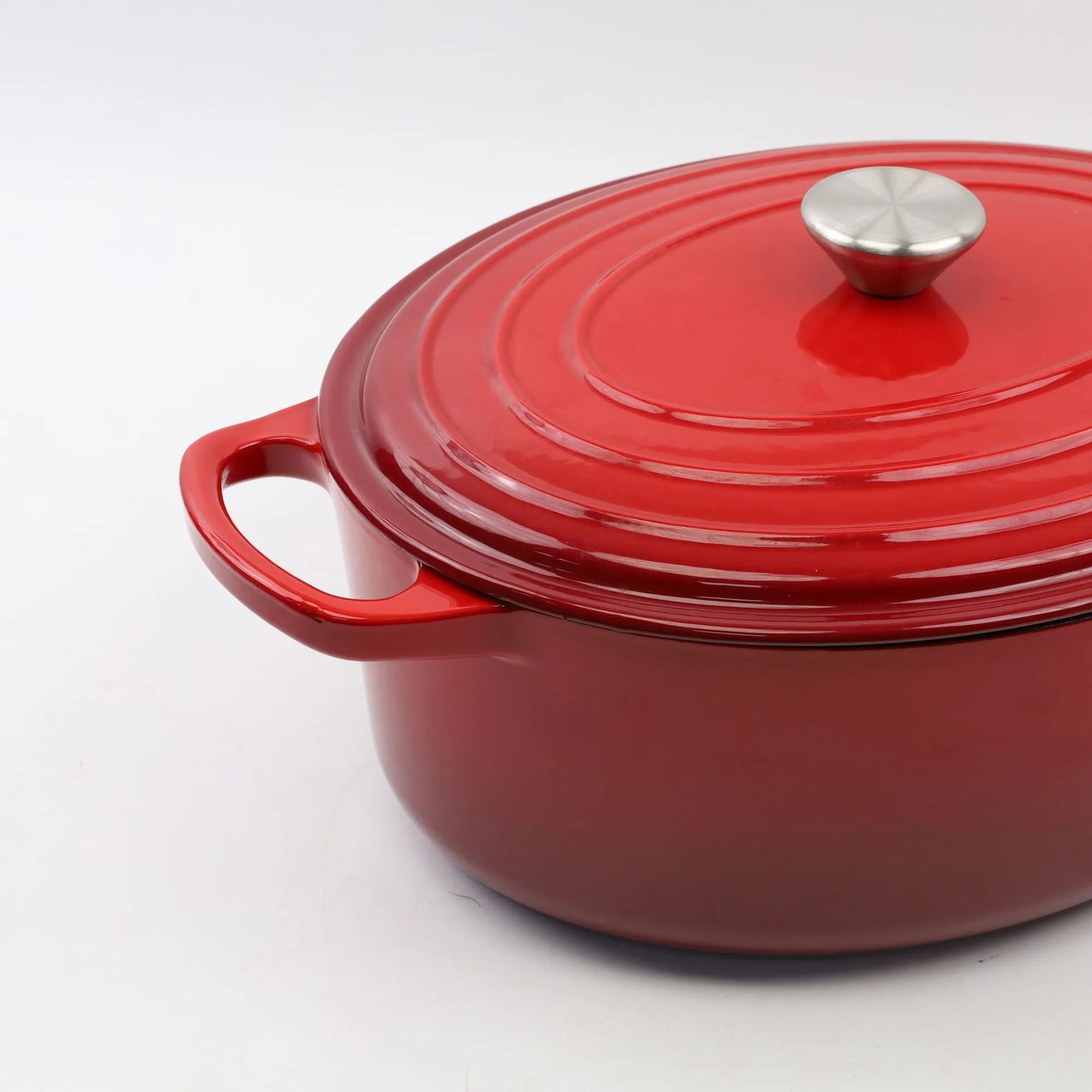 33cm Enameled Cast Iron Oval Dutch Oven for Braising Broiling Bread Baking 4L Saucepan Kitchen Utensil Cast Iron Casserole Dish