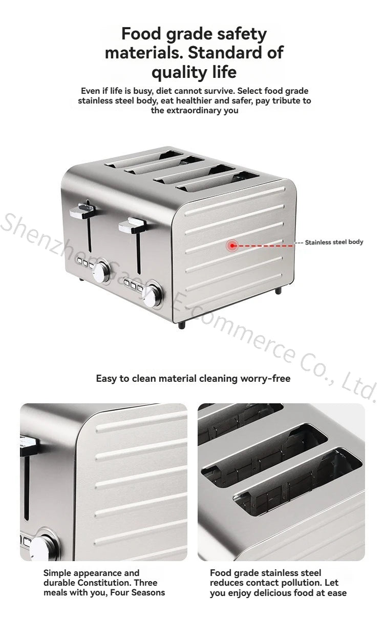Commercial Stainless Steel Toaster 2/4/6 Slice Automatic Bread Machine Sandwich Maker for Restaurant Cafe