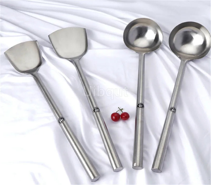 big long spatula shovel chef cooking cocina utensilios blade Kitchen Utensil Wooden Handle Stainless Steel Turner Soup Spoon wok