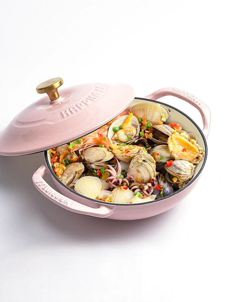 Enameled Cast Iron Dutch Oven 21cm Seafood Stockpot Cookware NonStick Enamel Pot Casserole Dish for All Heat Source Stew Pot