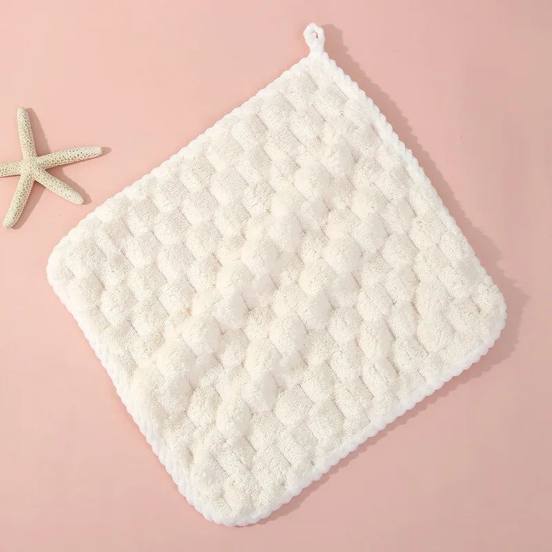 TILONDEX 1PC 30x30cm Cube Bubble Coral Fleece Hand Towels Super Absorbent Kitchen Dish Cloths
