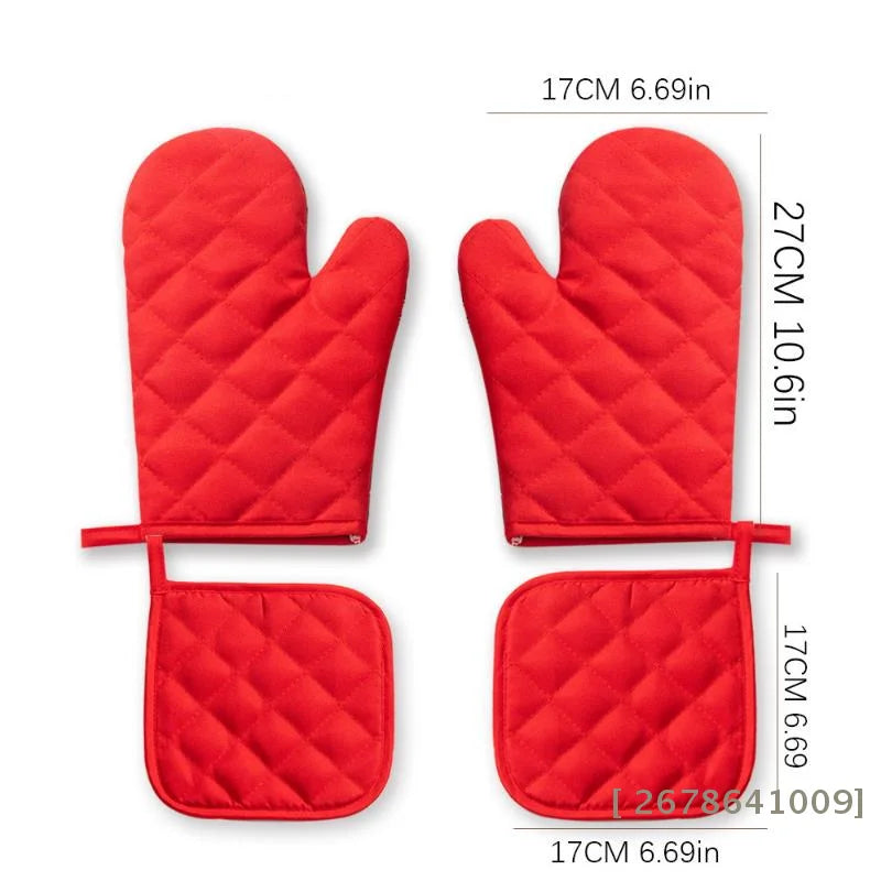♥Heat Resistant Oven Mitts & Pot Holders Set – 4-Color Quilted Kitchen Gloves for Cooking & Baking|〔YY33〕