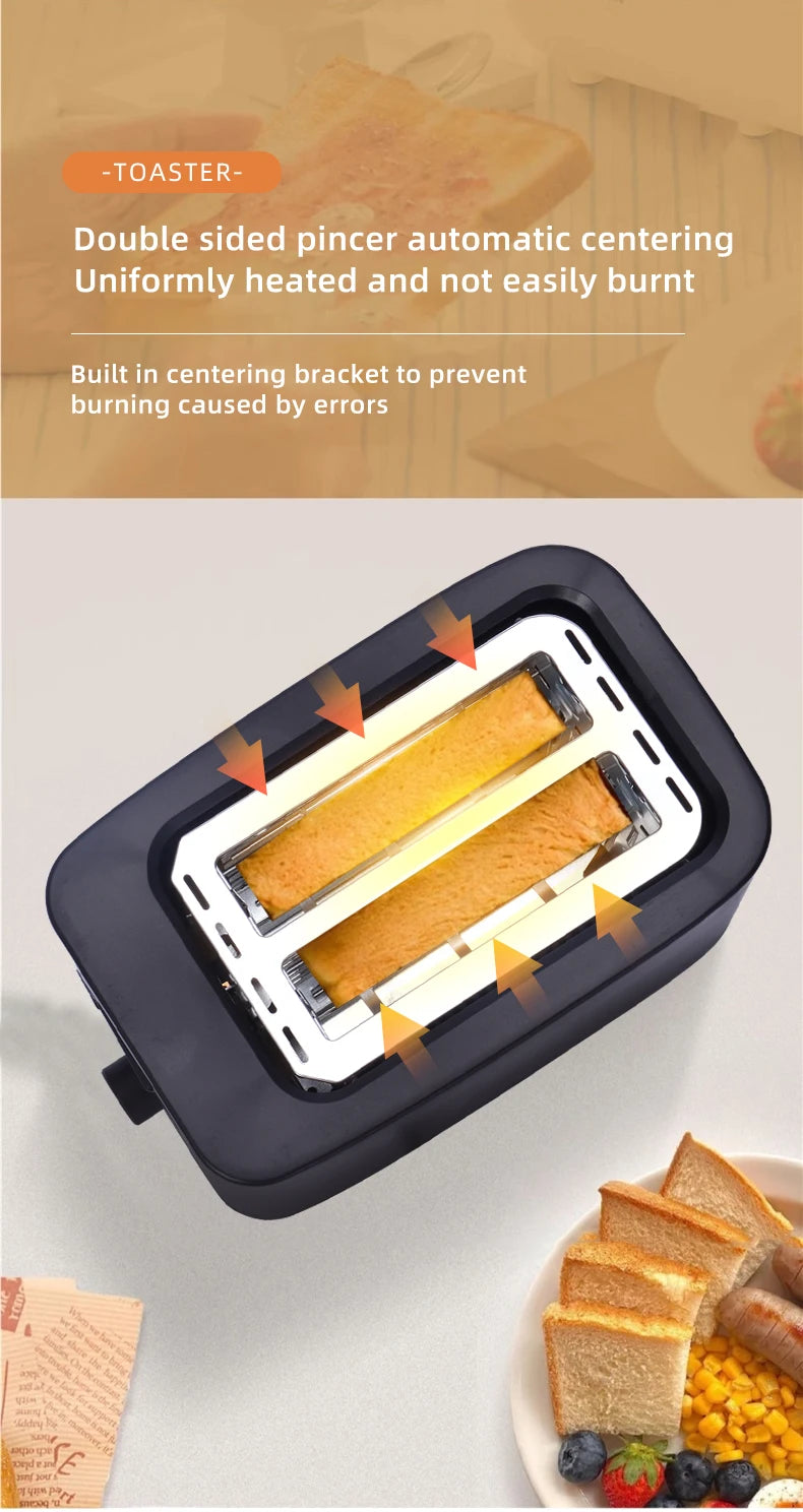 Wangchef Plastic Housing Electric Bread Maker Toaster 2 Slices Capacity English Operating Language Automatic Pop-Up Function