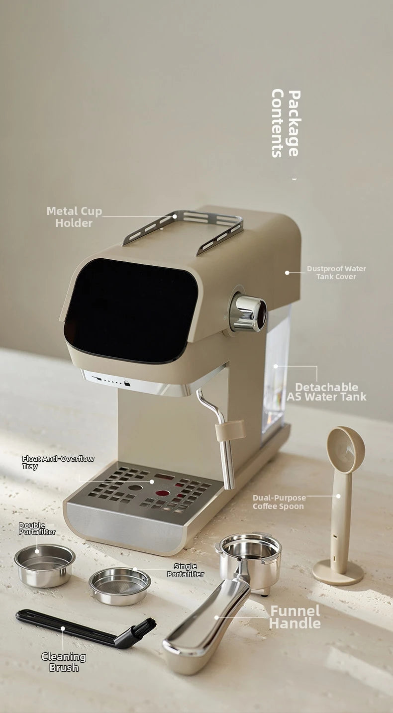 Compact Home Coffee Machine Semi-Automatic Espresso Maker with Steam Wand 15Bar Pressure for Rich Crema Perfect for Lattes