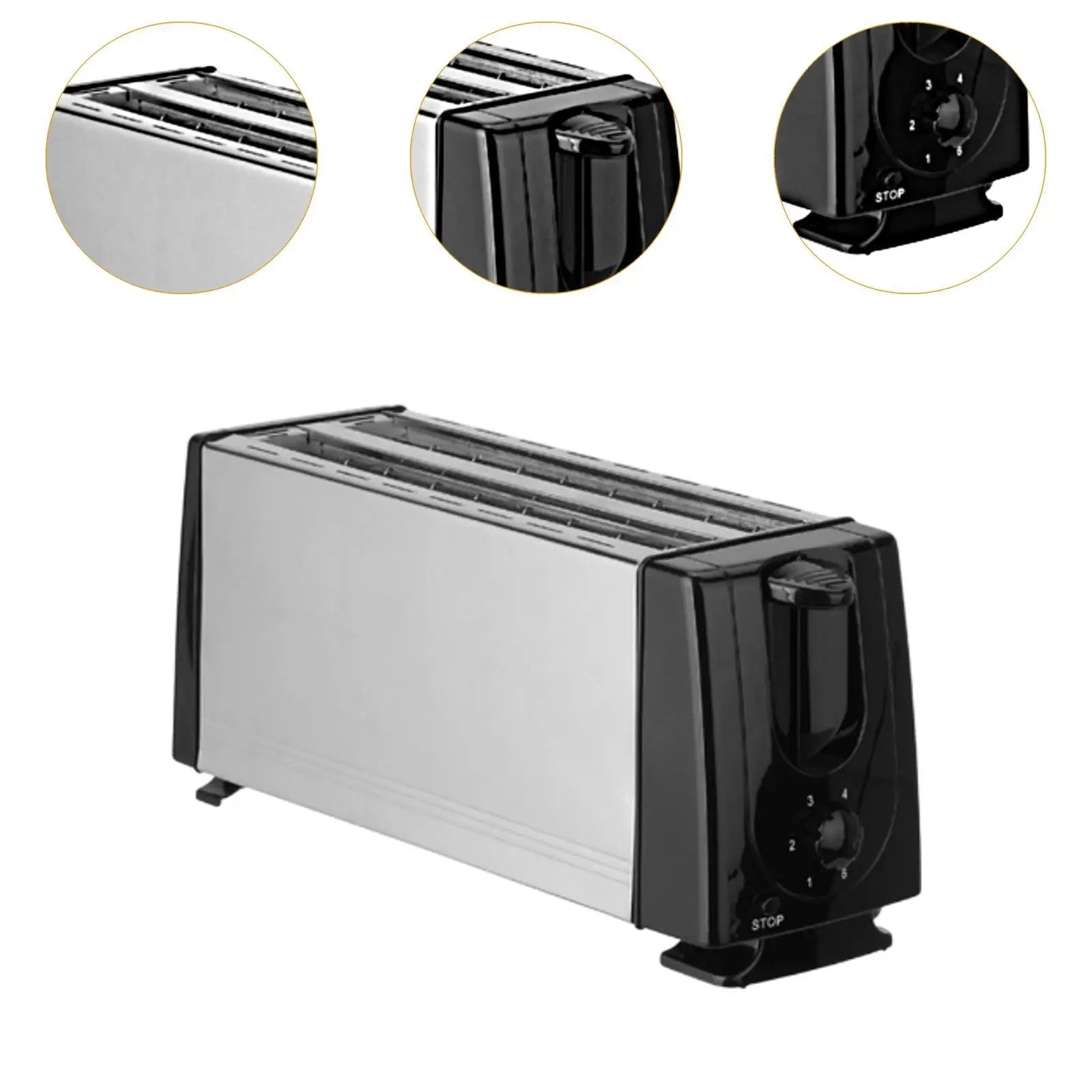Counter Toaster 4 Slices US Plug Adapter Compact Bakeware Waffle Machine for Cooking Snacks Baking Puff Pastry Specialty Breads