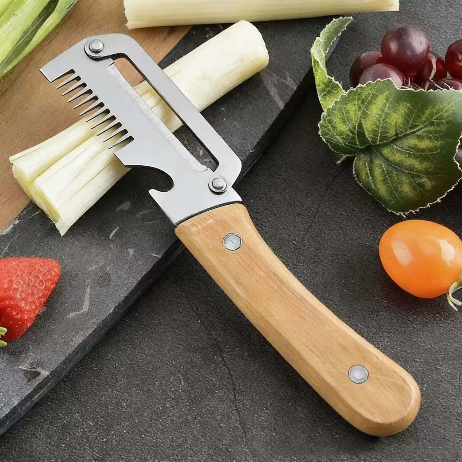 Vegetable Peeler 2 Pcs 3in1 Serrated Stainless Steel Strips Slicer Fruit Potato Carrot Grater Kitchen Gadget With Bottle Opener