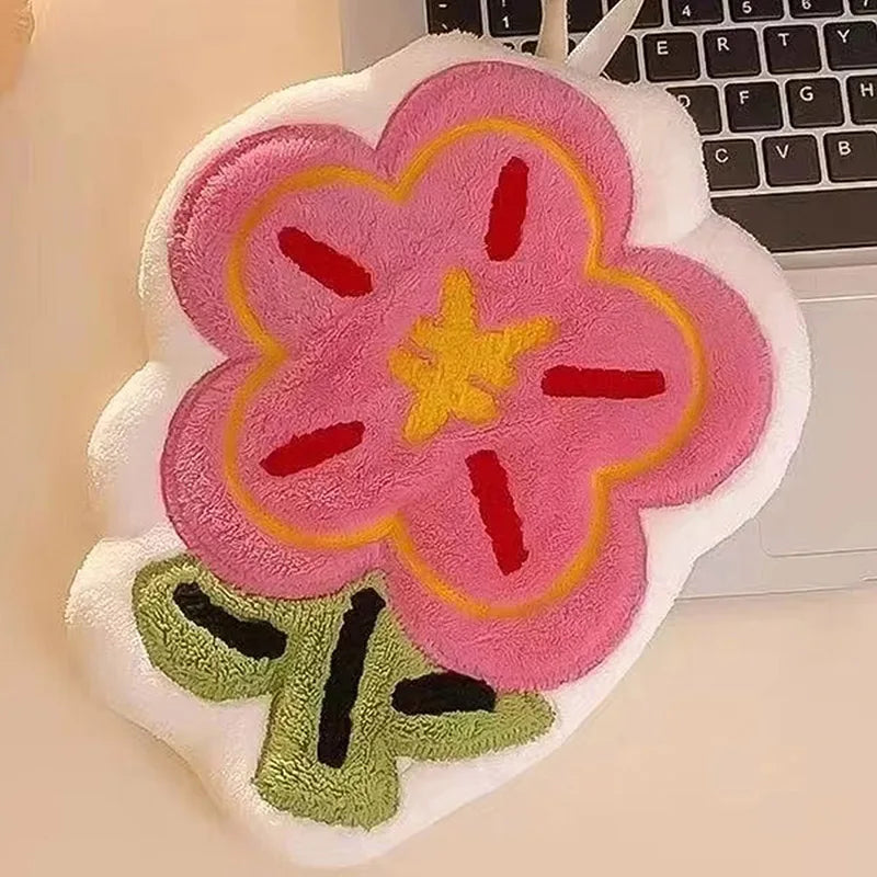 1pc New Flower Shape Hand Towel Super Absorbent Cleaning Cloth Bathroom Kitchen Hanging Hand Wipe Thicken Handkerchief Dishcloth