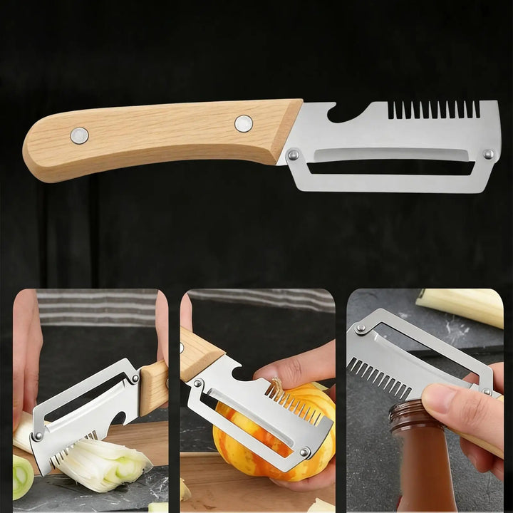 Vegetable Peeler 2 Pcs 3in1 Serrated Stainless Steel Strips Slicer Fruit Potato Carrot Grater Kitchen Gadget With Bottle Opener