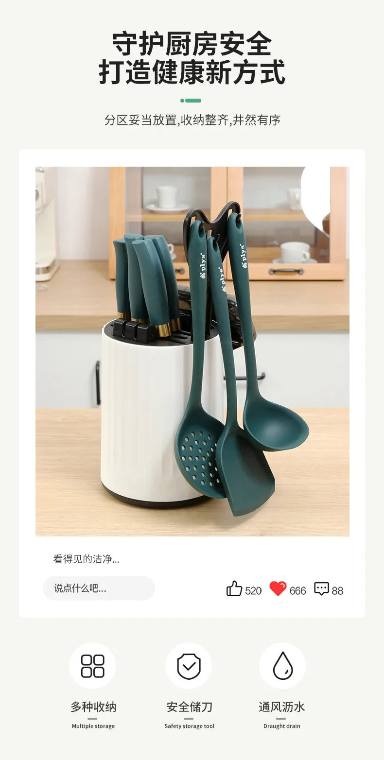 Knife Set Kitchen Knife Cutting Board 2-in-1 Kitchenware Household Kitchenware Rotary Knife Holder