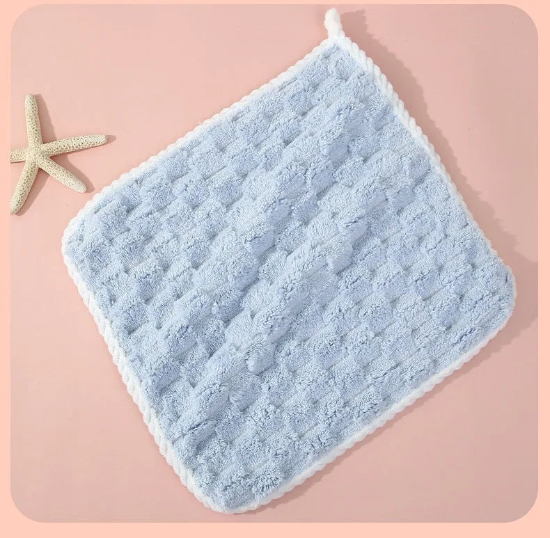 TILONDEX 1PC 30x30cm Cube Bubble Coral Fleece Hand Towels Super Absorbent Kitchen Dish Cloths