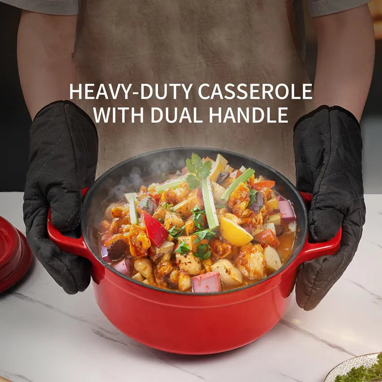 25cm Enameled Cast Iron Dutch Oven 4 Quart Heavy Casserole Dish For Sourdough Bread Baking And Stew Kitchen Nonstick Braised Pot