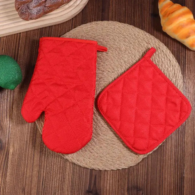 ♥Heat Resistant Oven Mitts & Pot Holders Set – 4-Color Quilted Kitchen Gloves for Cooking & Baking|〔YY33〕