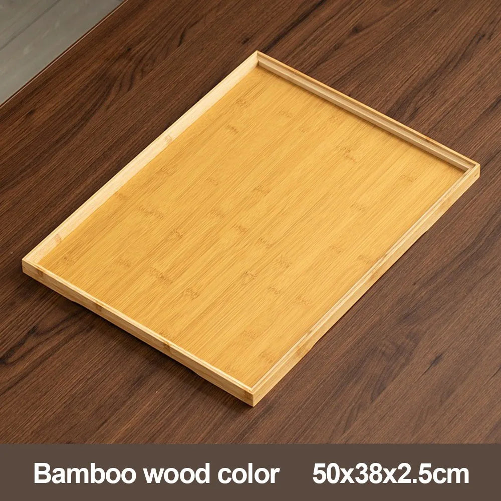 Decorate Tray Natural Bamboo Wooden Tray Rectangular Tea Food Tray Retro Style Serving Tray Useful Wooden Tray Kitchen