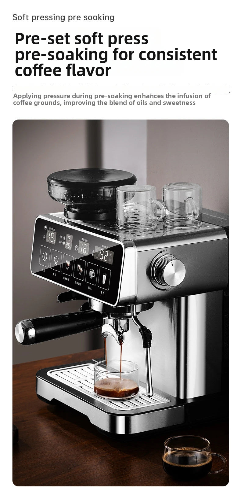 20Bar Espresso Machine with Milk Frother – Fully Automatic Coffee Maker, Built-in Grinder, Smart Touch Screen, for Home/Office