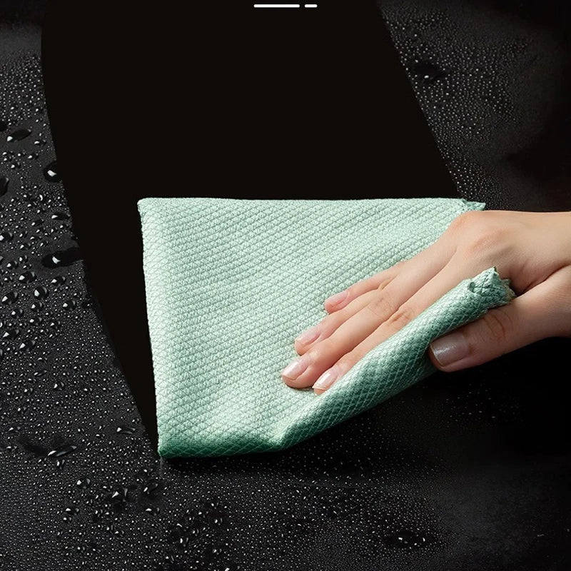 10/20pcs Microfiber Glass Cleaning Cloth Rag Lint-Free For Windows Car Kitchen Mirror No Trace Reusable Fish Scale Rag Polishing