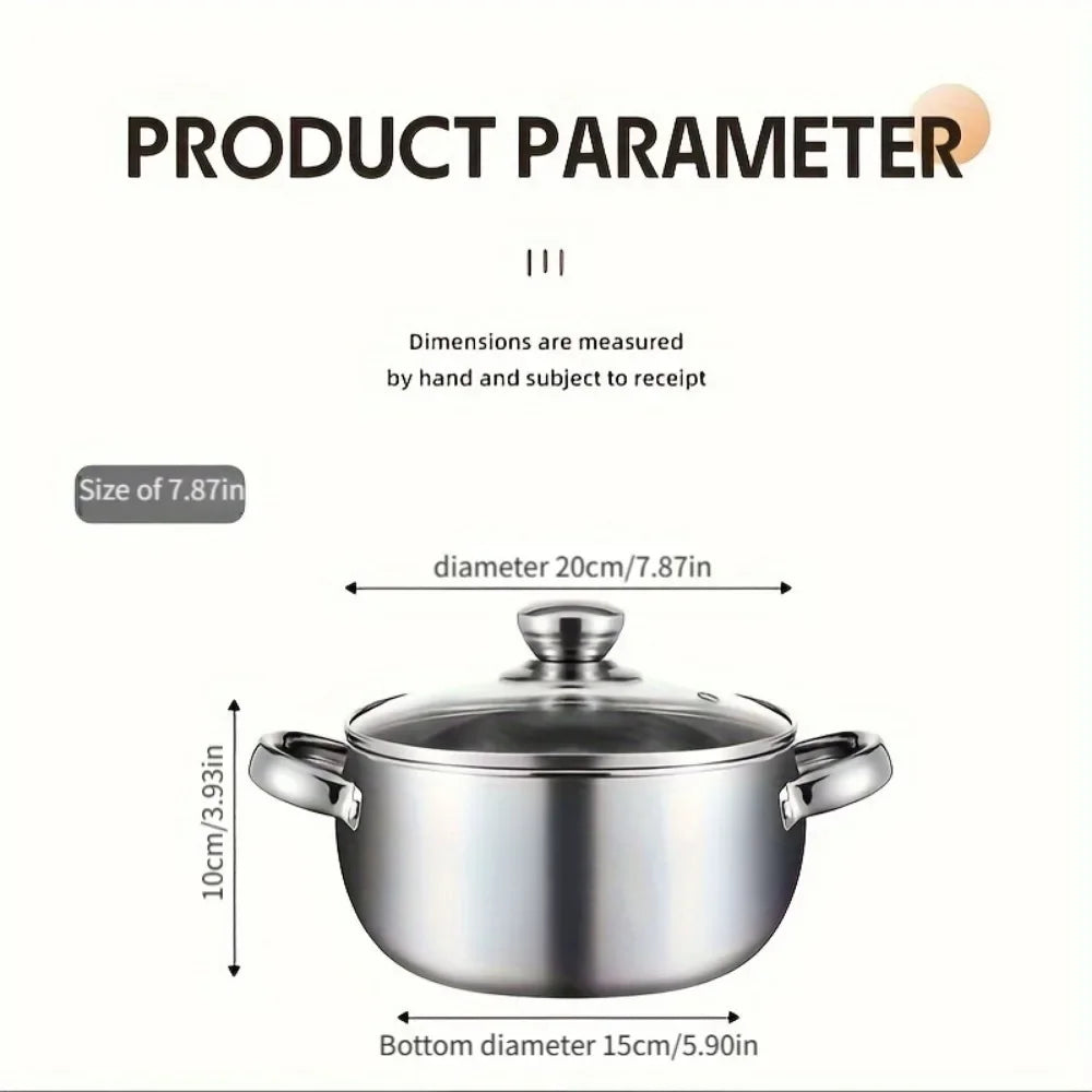 3pcs Stainless Steel Cookware Set with Lids - Induction Compatible, Thick Walls for Even Heating, Dual Handles & Covers ，