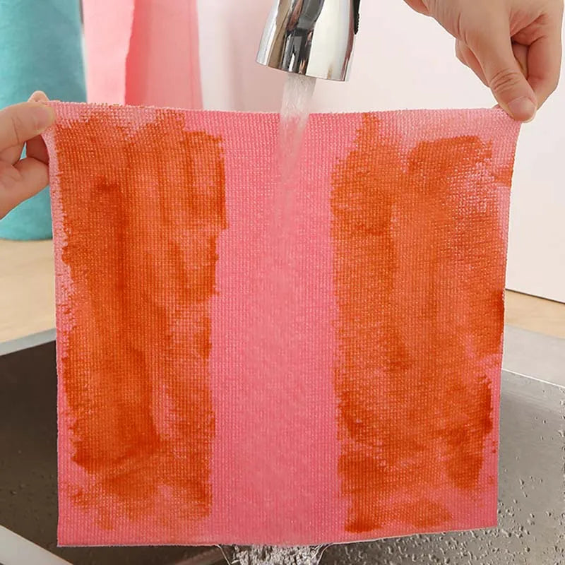 Tear-off Microfiber Cleaning Cloth Roll, Reusable Kitchen Dish Towels, Greaseproof Quick Drying Cleaning Rags