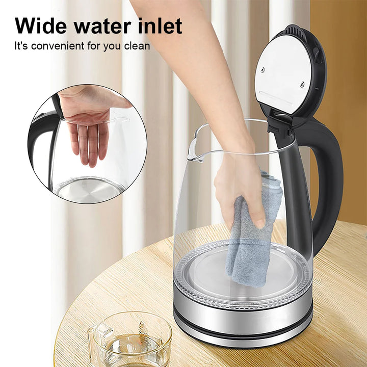 220V 1.8L Electric Kettle Glass Tea Kettle Water Boiler Home Kitchen water heater,Dry Boiling Protection