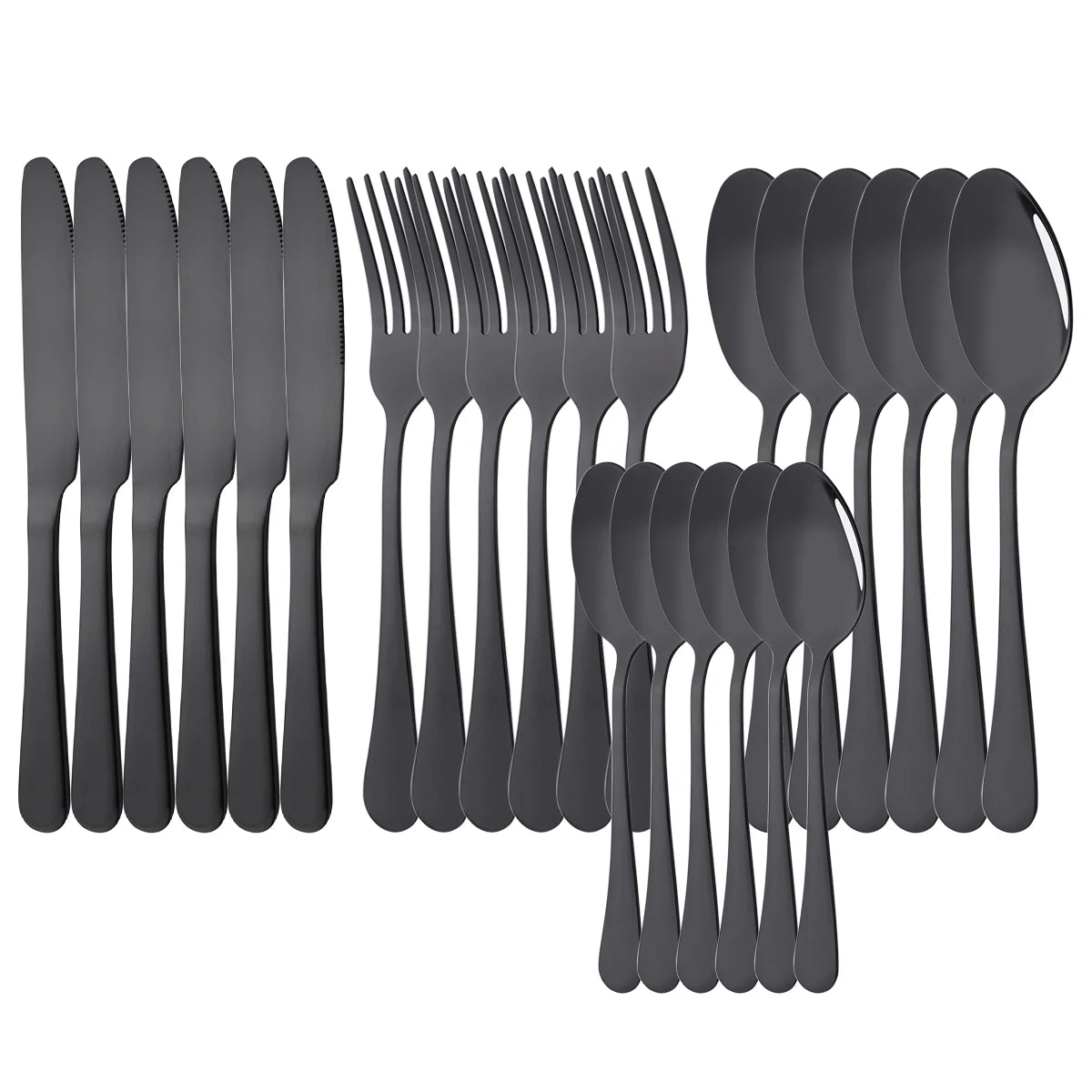 24Pcs Tableware Dinnerware Set Western Gold Cutlery Set Stainless Steel Fork Knife Teaspoon Dinner Kitchen Flatware Set
