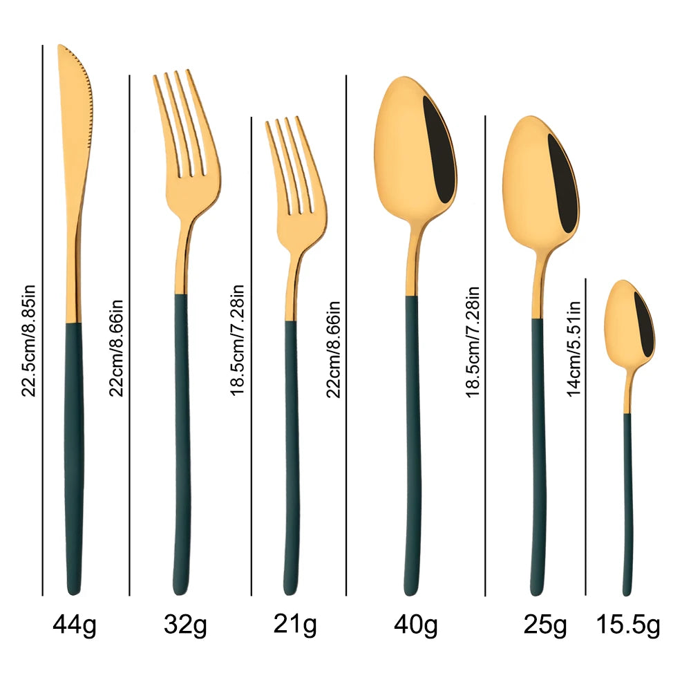 6Pcs Stainless Steel Dinnerware Set Black Cutlery Spoon Fork Knife Western Cutleri Silverware Flatware Tableware Supplies