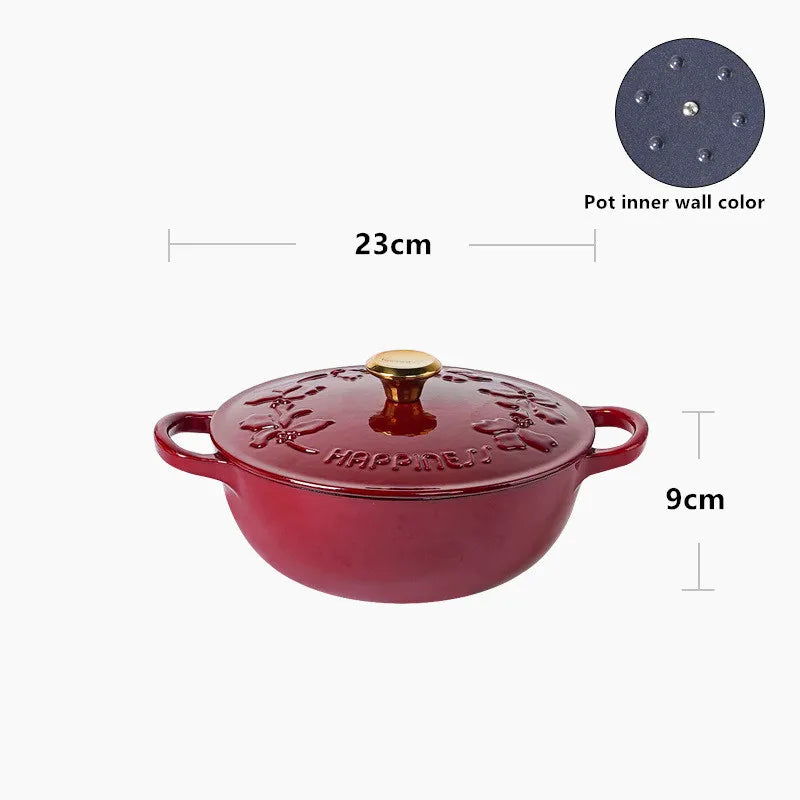 KITCHJOY 23cm Enameled Cast Iron Dutch Oven 2.8L Heavy Soup Pot Casserole Dish For Bread Baking And Stew Nonstick Braised Pot