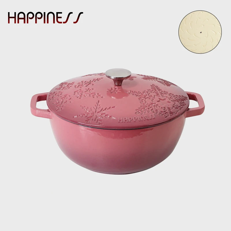 28cm Enameled Cast Iron Dutch Oven 6Qt Cast Iron Casserole Dish with Lid for Bread Baking And Stew Kitchen Cookware Braised Pot