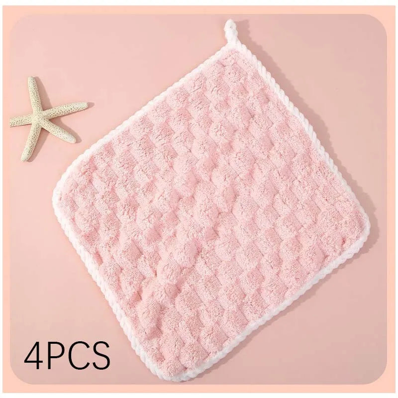 TILONDEX 1PC 30x30cm Cube Bubble Coral Fleece Hand Towels Super Absorbent Kitchen Dish Cloths