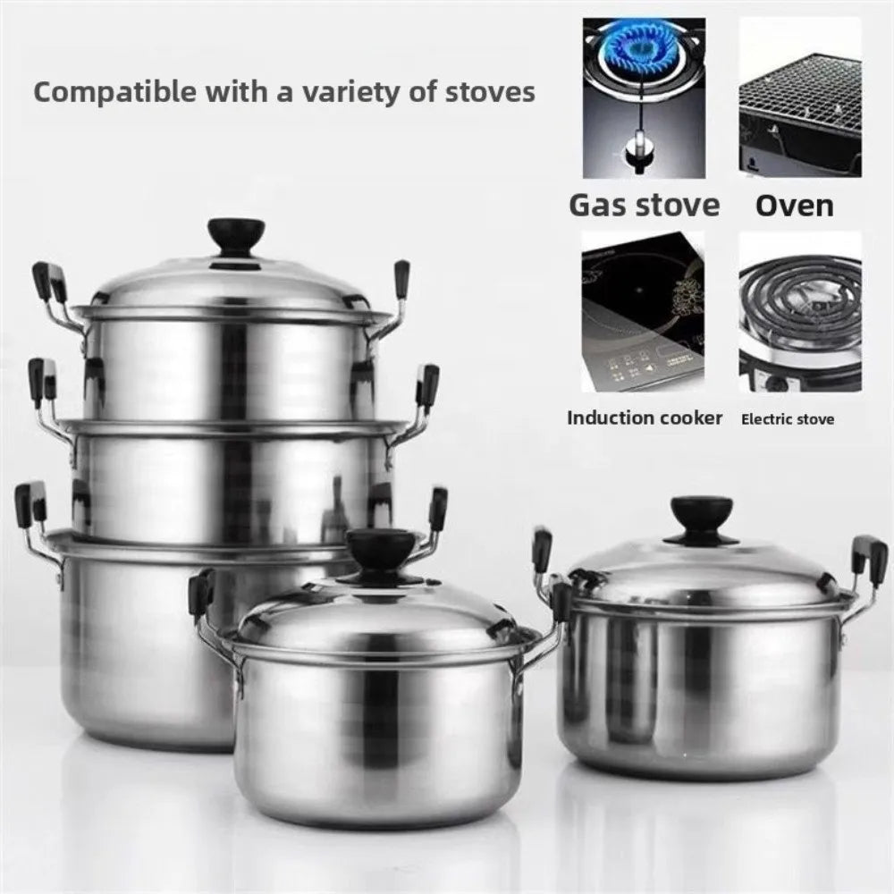 New 5pcs Stainless Steel Stock Pot Set with Lid Combination Series American Stock Pots Cookware Sets 16-24cm Deepen Soup Pot