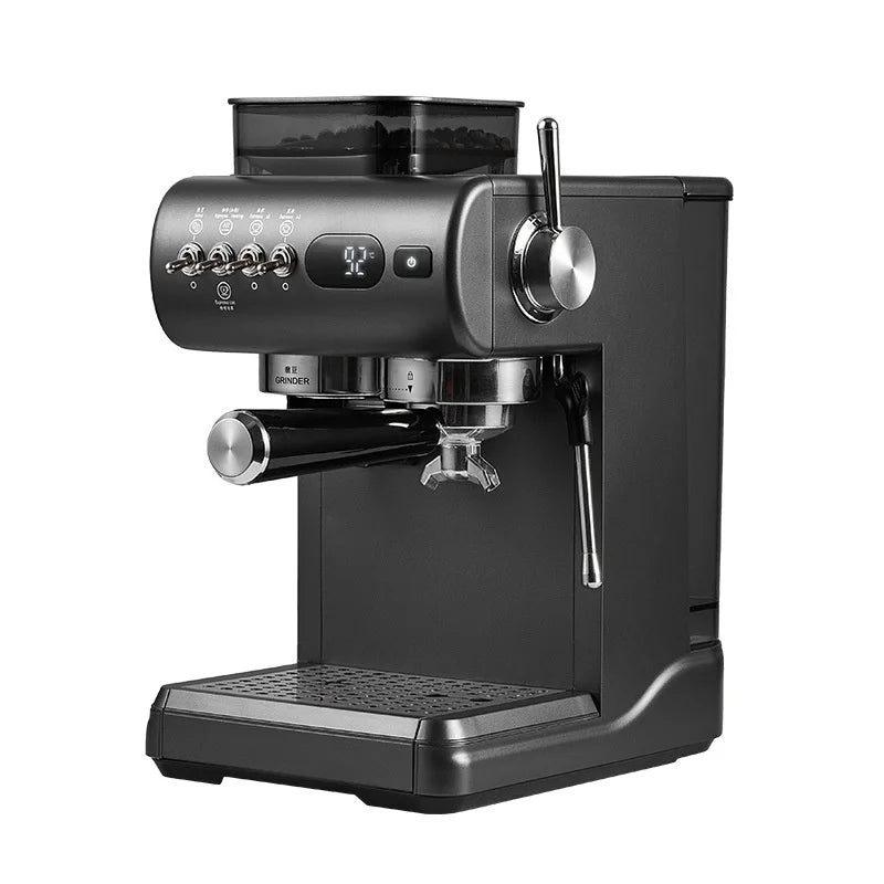 Semi-Automatic Espresso Machine with Built-in Grinder, Hot & Cold Dual Brew System with Steam Milk Frother, Compact Home Barista