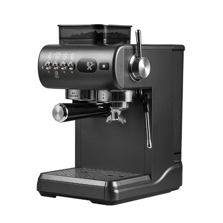 Semi-Automatic Espresso Machine with Built-in Grinder, Hot & Cold Dual Brew System with Steam Milk Frother, Compact Home Barista