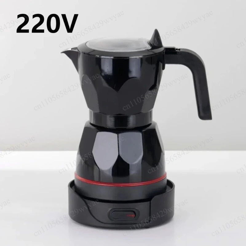 110V/220V Portable Transparent Aluminum Electric Moka Coffee Pot 150ml