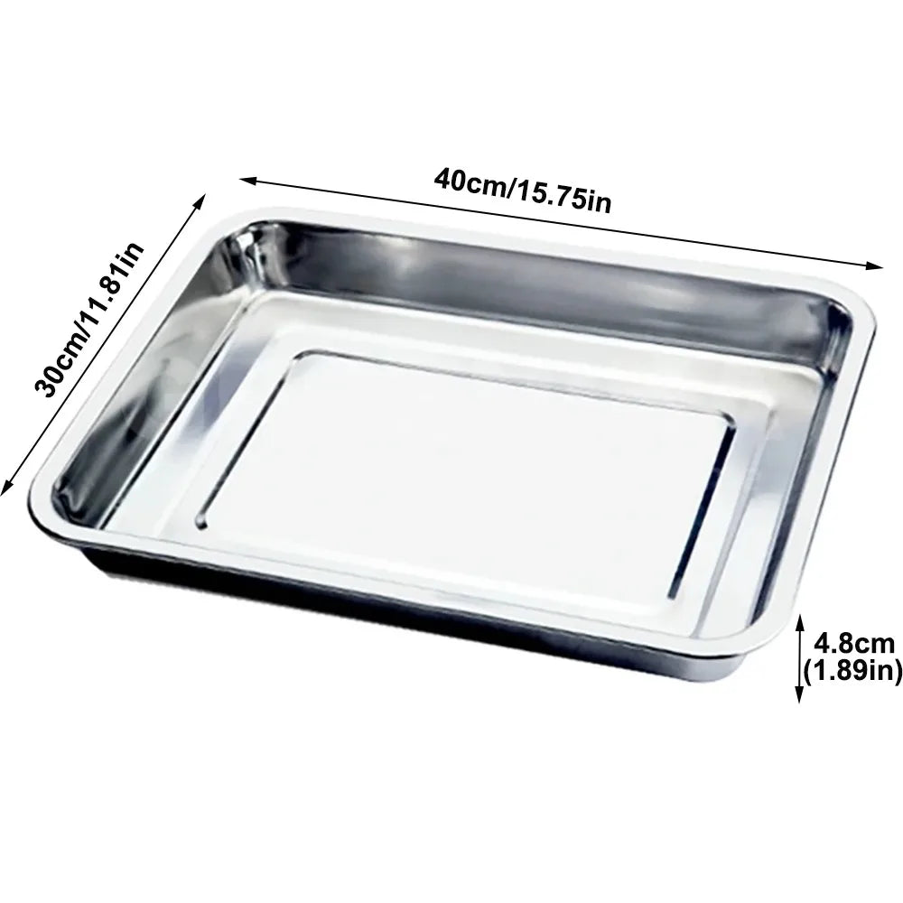 New Stainless Steel Tea Tray Rectangle Japanese Style Serving Plate Barbecue Plate Home Office