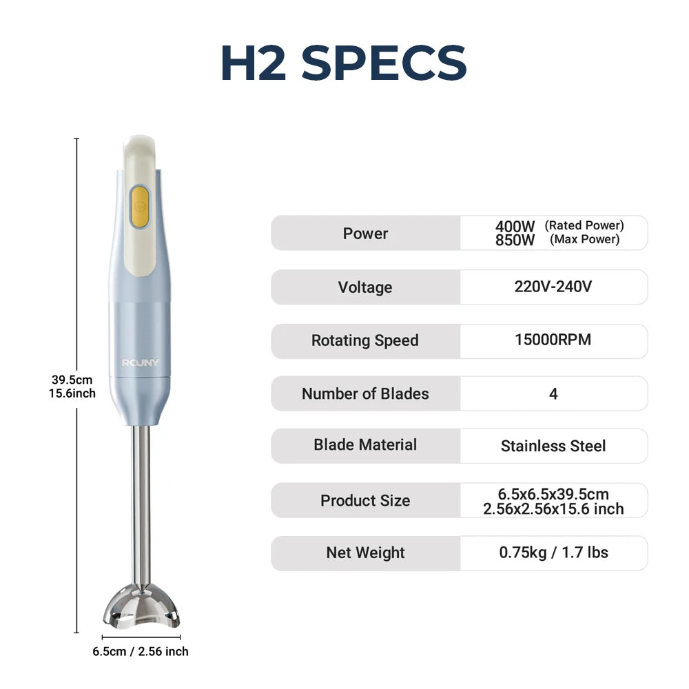 4-in-1 Handheld Stick Blender Set, Immersion Hand Blender with Stainless Steel Blades for Kitchen Food Mixing, Light Blue Novice