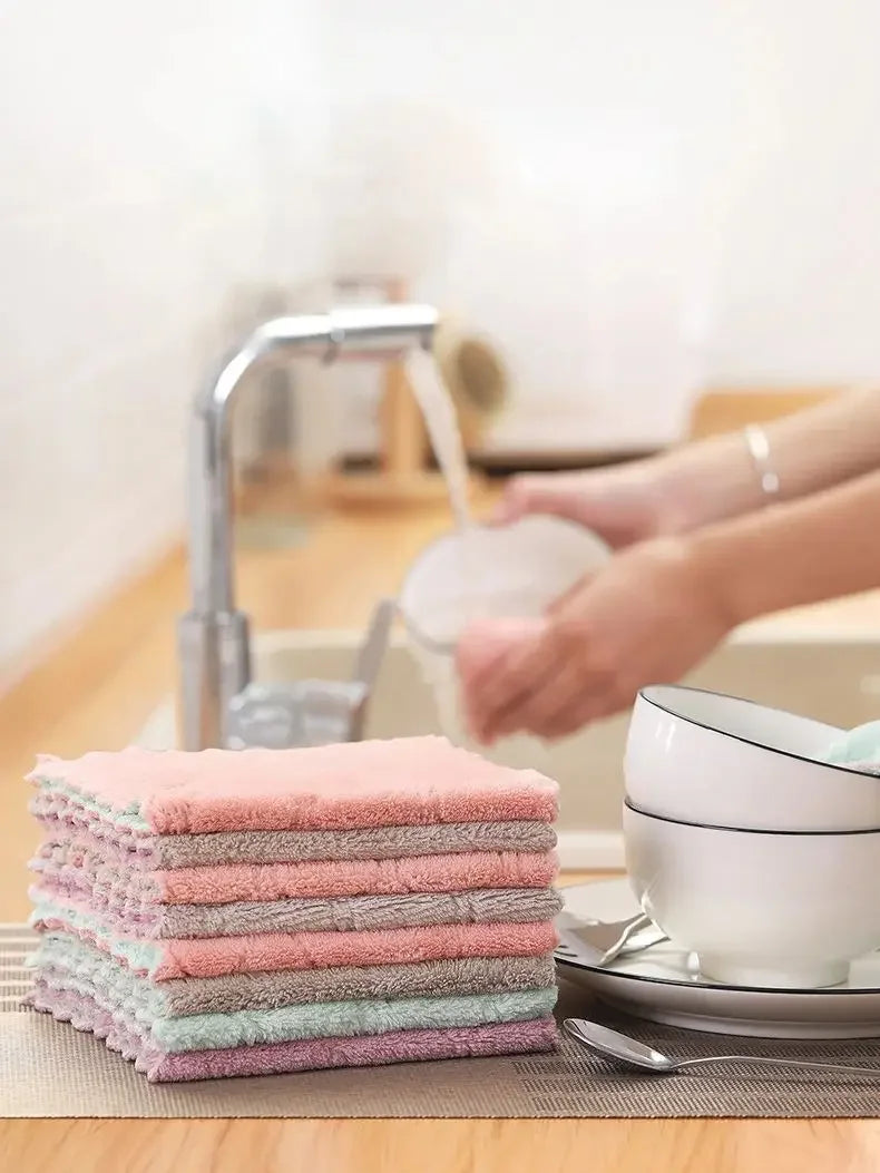 5/10/20/30pcs Kitchen Towels And Dishcloths Rag, 15*25cm Small Dish Washing Towels, Random Color Assorted Varieties