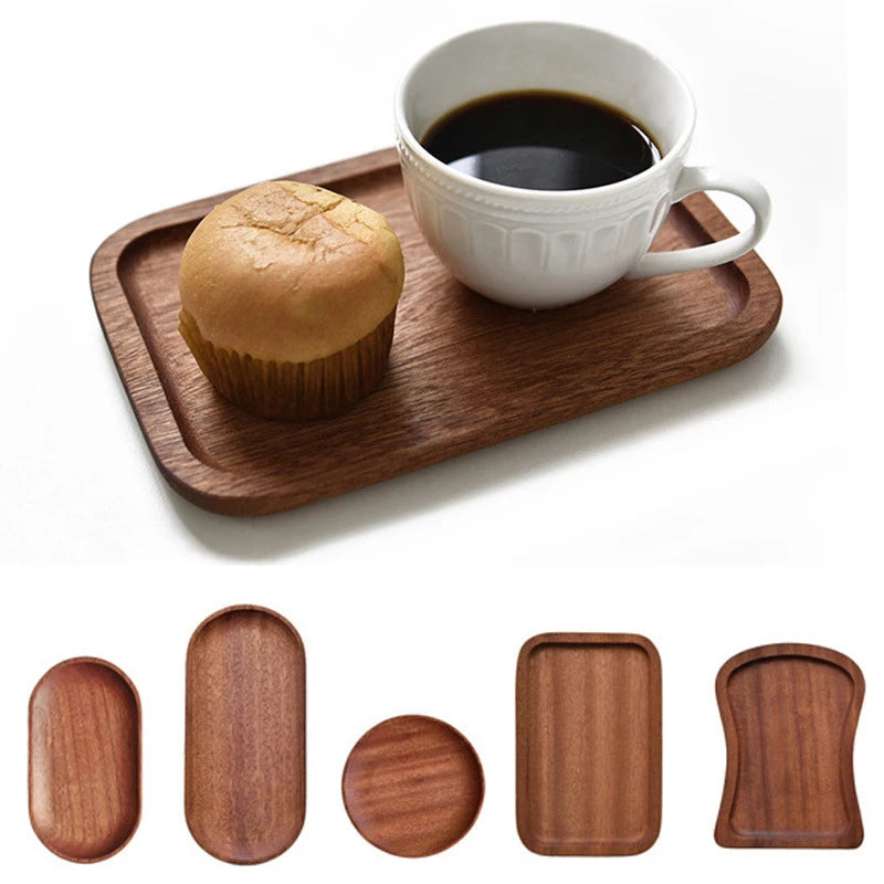 Hot Sale 1PC Wooden Serving Trays Oval Wood Tray Platters for Serving Food Dishes Dinner Plates Solid Wood Round Dessert Plate
