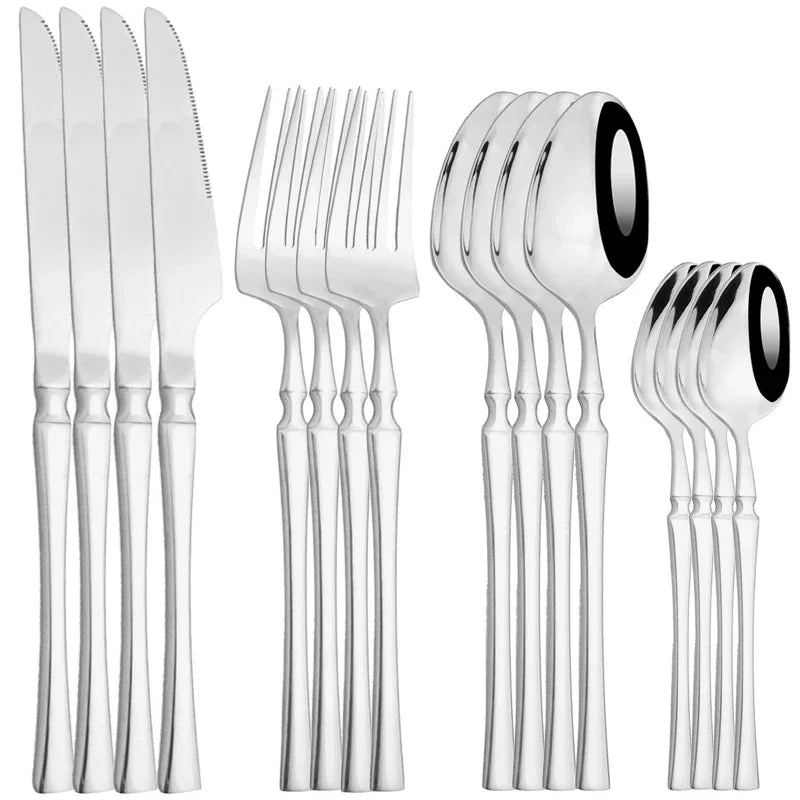 16pcs Dinnerware Set Stainless Steel Tableware Set Knife Fork Spoon Flatware Set Cutlery Set Knife Fork Spoon Tea Spoon