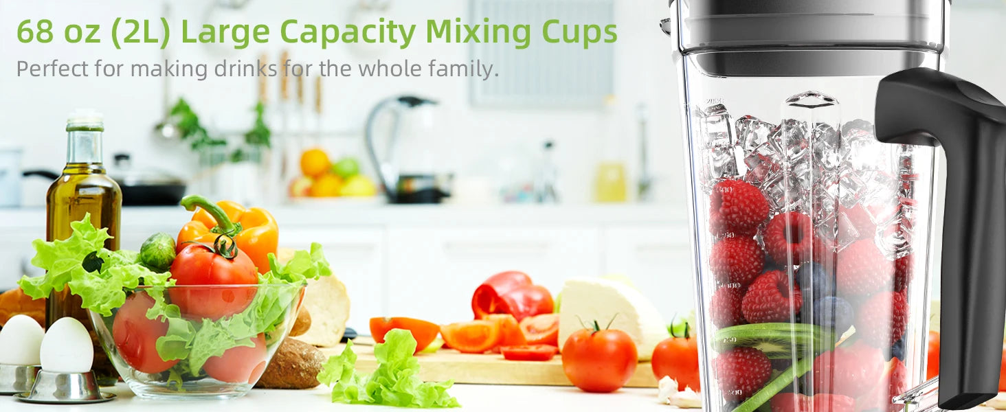 BioloMix 3HP 2200W Heavy Duty Grade Timer Blender Mixer Juicer Fruit Food Processor Ice Smoothies BPA Free 2L Jar