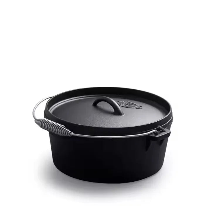 Cast Iron Dutch Pot Uncoated Thickened Camping Saucepan Handle Holder BBQ Pot Crock Pot Soup Stew