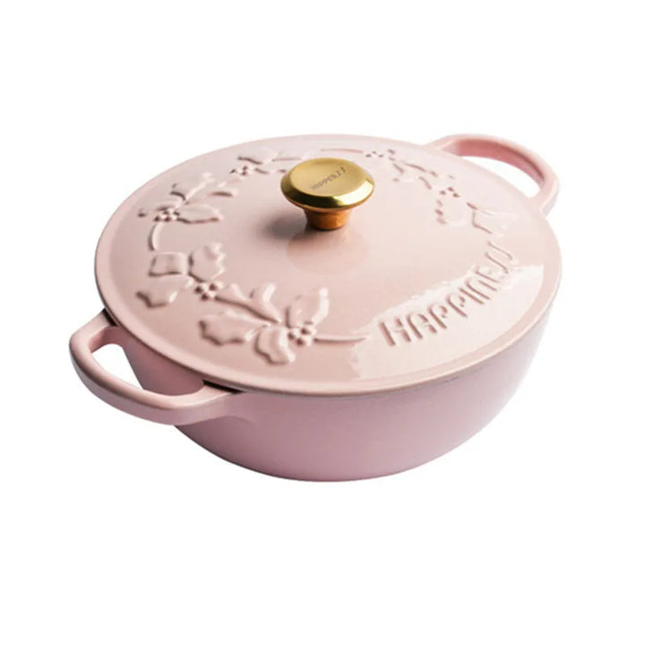 KITCHJOY 23cm Enameled Cast Iron Dutch Oven 2.8L Heavy Soup Pot Casserole Dish For Bread Baking And Stew Nonstick Braised Pot